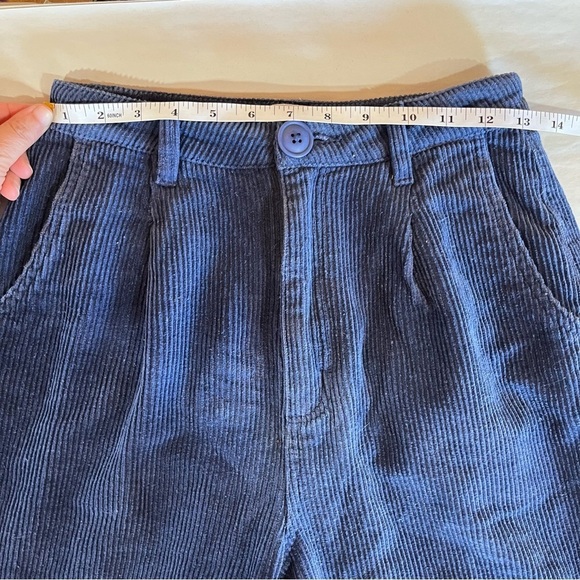ROLLA'S Women’s Pleated Deep Blue Corduroy Pants Straight Leg High Waist - Picture 11 of 13